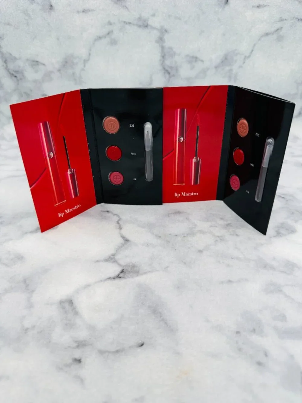 Giorgio Armani Beauty Gift Set-Lip Maestro Intense Velvet Color 3 Shades-2pc-NEW